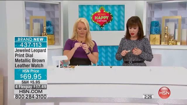 Leopard Dial Metallic Brown Leather Strap Watch