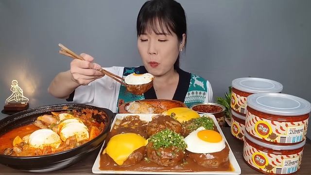 맛있는먹방♡촉촉하고 두툼한 함박스테이크🍳부산 9대 맛집 고관함박 함박스테이크 고함장 순두부찌개 먹방 Hamburg steak soft tofu stew mukbang ASMR смотреть онлайн