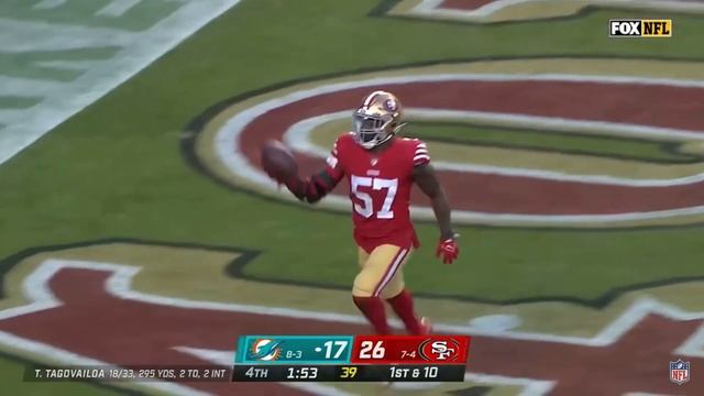 Dre Greenlaw fumble recovery TD vs Dolphins || Dolphins vs 49ers week 13 смотреть онлайн