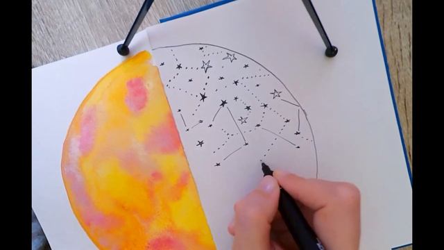 Watercolor Moon and Celestial Illustration in Sketchbook - Easy Art Ideas for Beginners смотреть онлайн