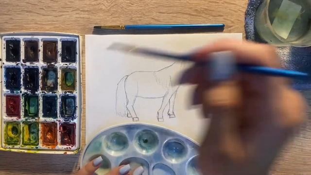 Как нарисовать пони карандашом и акварелью начинающим | Рисунок для детей смотреть онлайн