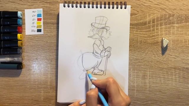 Как нарисовать Скруджа карандашом и скетч маркерами | Рисунок для детей, поэтапно и легко смотреть онлайн