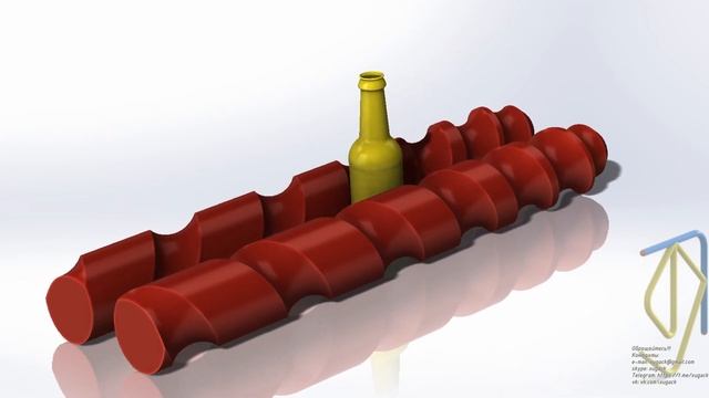 Парні шнеки для переміщення тари. SolidWorks Paired screws for moving containers. смотреть онлайн