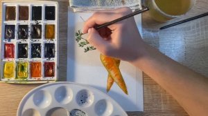 Как нарисовать морковь карандашом и акварелью начинающим | Рисунок для детей
