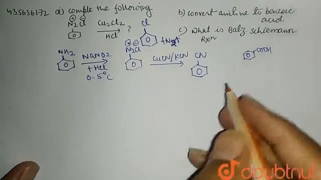 (a) Complete the following reaction:(b) Convert aniline into benzoic acid. (c) What is Balz-Schi... смотреть онлайн