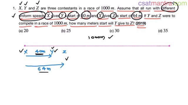 X, Y and Z are three contestants in a race of 1000 m. Assume that all run | CSAT 2019 | CSAT MANTRA смотреть онлайн