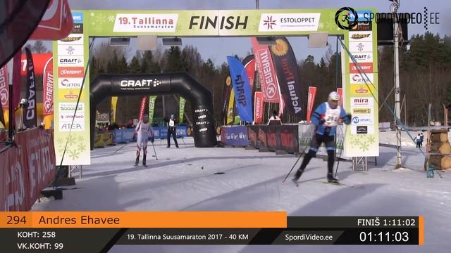 Andres Ehavee 294 l 19. Tallinna Suusamaraton 2017 - 40 KM смотреть онлайн