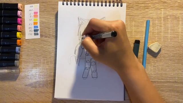 Как нарисовать Кошку Лану карандашом и скетч маркерами | Рисунок для детей, поэтапно и легко смотреть онлайн