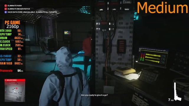 Hitman 3 \ RTX 3060 12 GB \i5 11400f \ 2160p смотреть онлайн