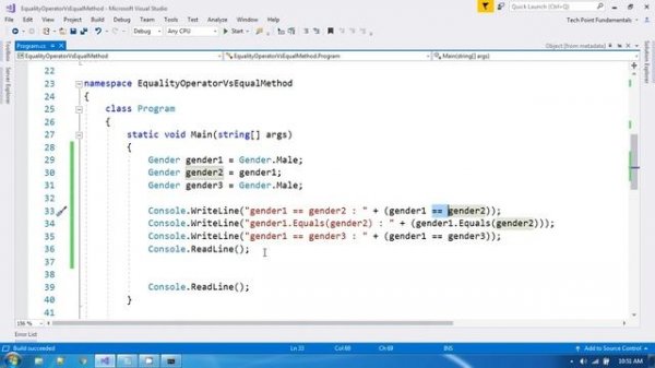 Difference Between "==" vs .Equals() Method C# | == vs Equals() | Equality Operator vs Equal Method