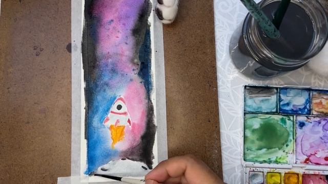 Space Watercolor Painting - Easy Cosmos Effect Watercolor