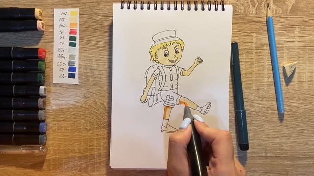 Как нарисовать туриста карандашом и скетч маркерами | Рисунок для детей, поэтапно и легко смотреть онлайн