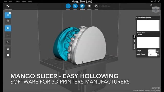 HOLLOW MODE DENTAL MODEL with MANGO3D slicer смотреть онлайн
