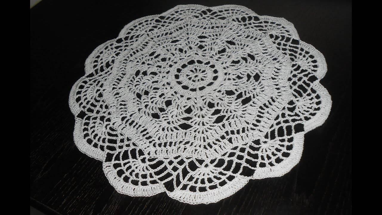 Круглая ажурная салфетка крючком. МК Марьюшка смотреть онлайн