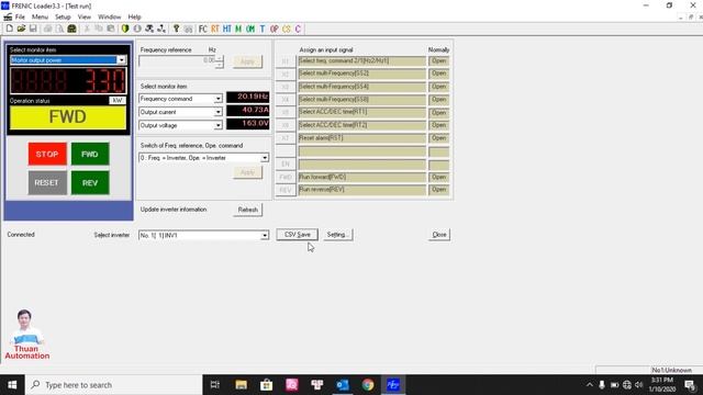 FRENIC Loader 3.3 : Operation Monitor and Test Run - P2 | Giám sát hoạt động và điều khiển Run/Stop смотреть онлайн