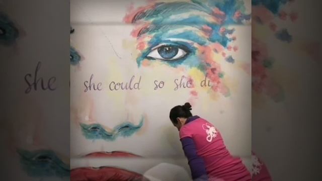Colour splash eyes hand painted on wall, mural art смотреть онлайн
