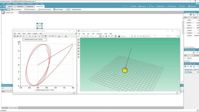 Модель маятника в AMESim