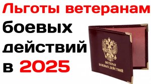 Льготы ветеранам боевых действий в 2025 году