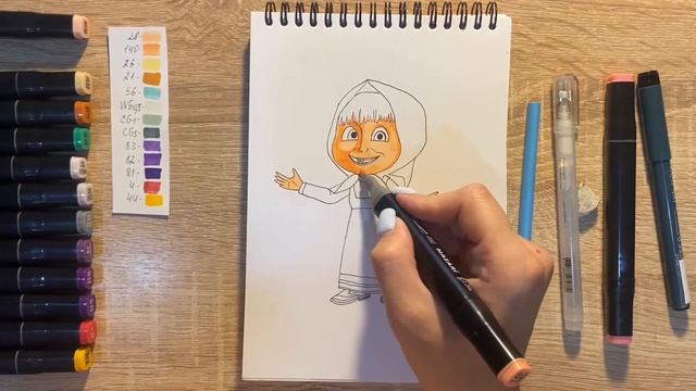 Как нарисовать Машу карандашом и скетч маркерами | Рисунок для детей, поэтапно и легко смотреть онлайн