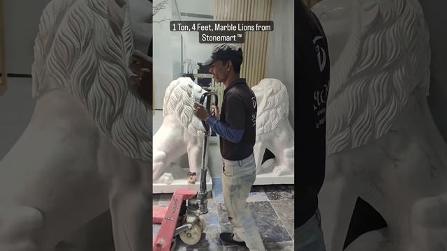 PLACEMENT GOING ON OF 4 FEET LIONS, EACH WEIGHING 500 KG AT STONEMART™