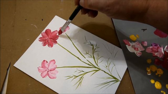 easy Paint Cosmos Flowers one stroke | Pamela Groppe Art смотреть онлайн