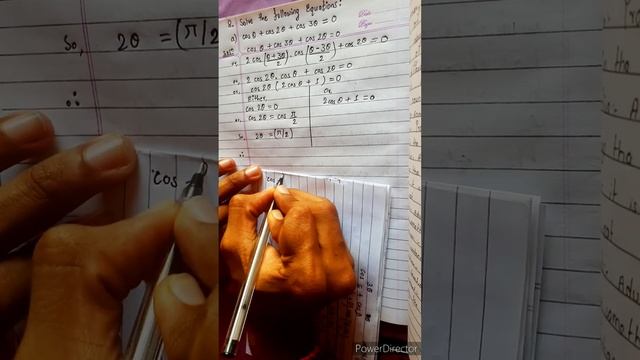 8.a) cos θ + cos 2θ + cos 3θ = 0 Solve the following equation cos(theta)+cos(2theta) +cos(3theta) = смотреть онлайн