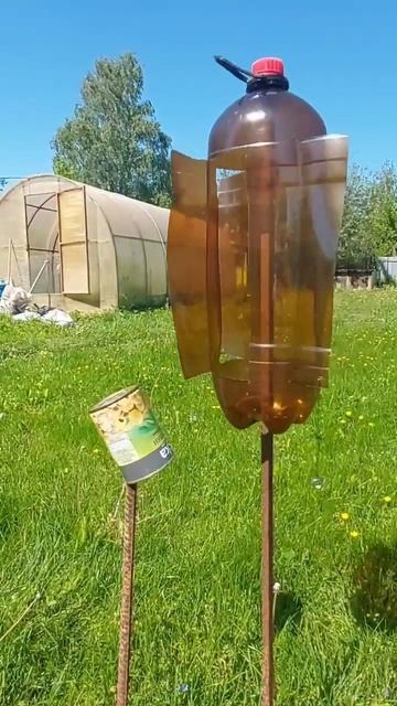 Из пластиковой бутылки вращающейся ветряной отпугиватель кротов #tool #diy #самоделка смотреть онлайн