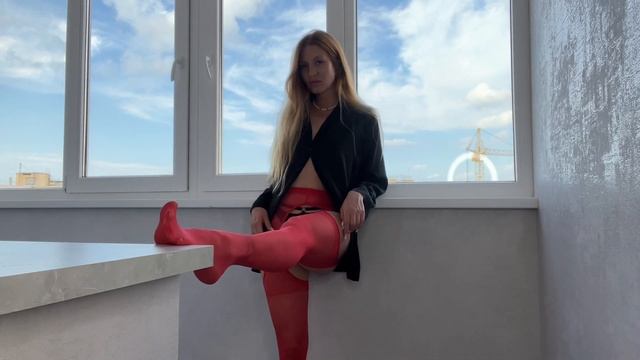 Red Crotchless Pantyhose Try-On Haul | Sexy & Stylish Lingerie Review. ASMR.