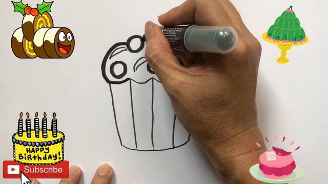 How To Draw a Cute Muffin | рисуем маффин для детей | Bolalar uchun muffin rasm chizish смотреть онлайн