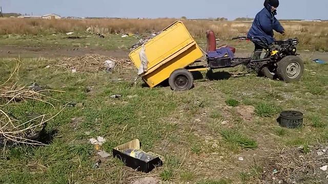 вывоз мусора на мотоблоке
