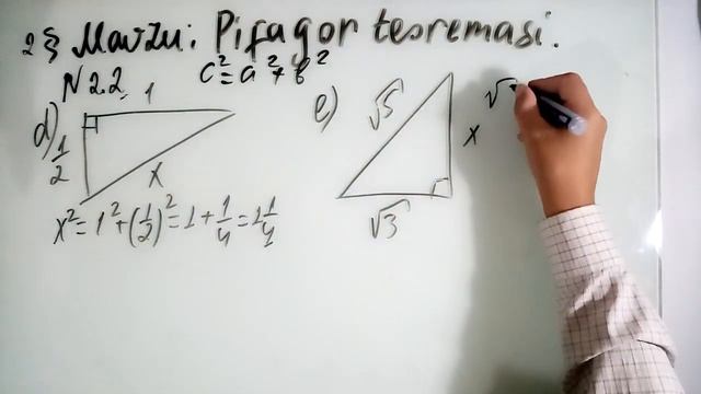 9-SINF GEOMETRIYA MAVZU: PIFAGOR TEOREMASI VA UNING TADBIQLARI. (2.2-2.3)