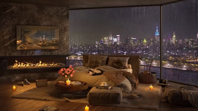 Джаз, дождь, камин,отдых, наслаждение,релакс, антистресс смотреть онлайн