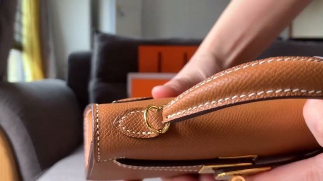 HERMES 19cm Mini Kelly 2 original chevre leather/Brown смотреть онлайн