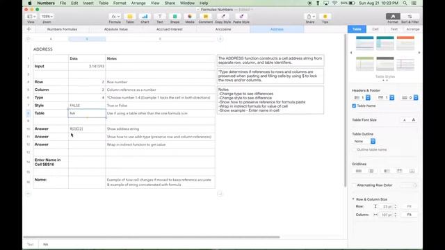 Spreadsheet ADDRESS Function смотреть онлайн