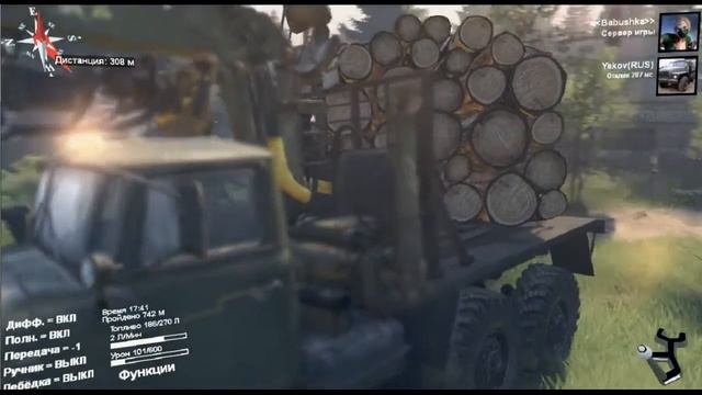 SpinTires / Грузим бревна в ручную ( Манипулятором) / Онлайн смотреть онлайн