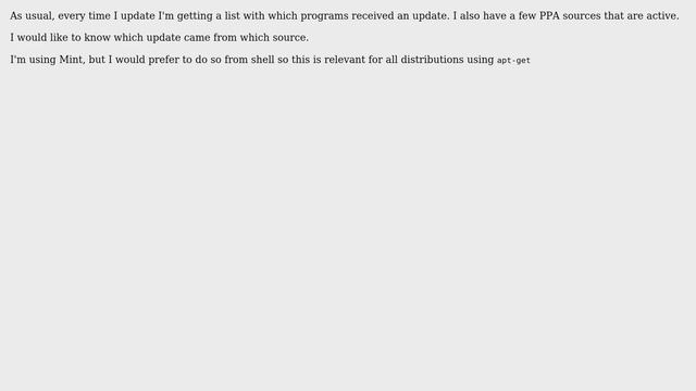 Unix & Linux: How to tell from which source the update is coming from (apt-get)? смотреть онлайн