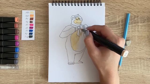 Как нарисовать Мишку карандашом и скетч маркерами | Рисунок для детей, поэтапно и легко смотреть онлайн