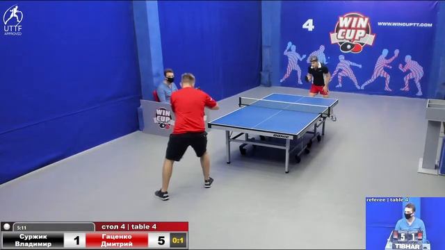 22:00 Суржик Владимир (0:3) Гаценко Дмитрий  стол 4  ЮГ-4  20.12.21