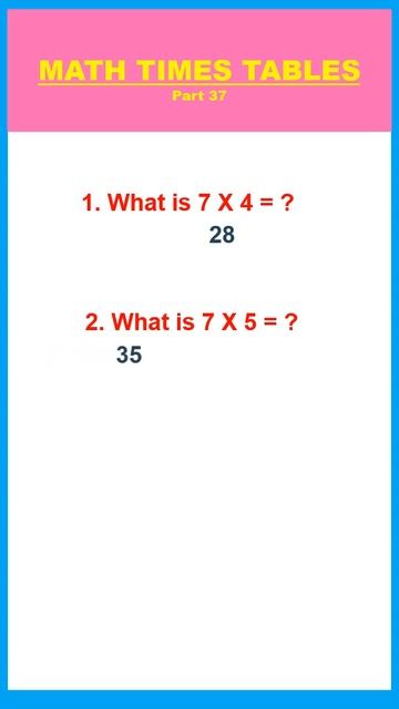 MATH QUIZ  II SEVEN TIMES TABLES II  PART 37  #shorts #mathclass #mentalmaths