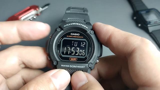 Casio W-219 Setting Tutorial : How to set time, date, alarm W-219H / W219H / W219 смотреть онлайн