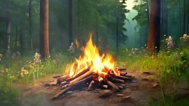 Расслабляющие звуки природы, лесной костер для медитации, сна, отдыха и от бессонницы ASMR 10 минут смотреть онлайн