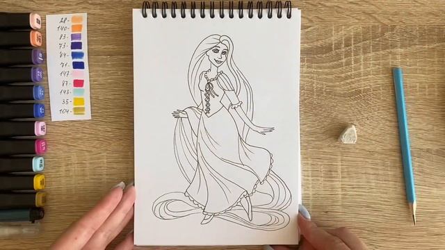 Как нарисовать Рапунцель карандашом и скетч маркерами | Рисунок для детей, поэтапно и легко смотреть онлайн