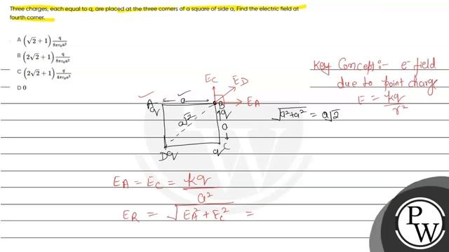 span style=font-weight: 400;Three charges, each equal to q, are placed at the three corners of a... смотреть онлайн