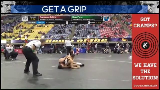 1327 Junior 132 Mat 13 Beau Perez Titan Mercury Wrestling Club vs Francesco Schiro Advance School смотреть онлайн