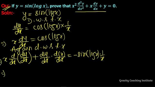 Q38 | If y=sin(logx) prove that x^2 (d^2 y)/(dx^2)+x dy/dx+y=0 | Second order Derivatives смотреть онлайн
