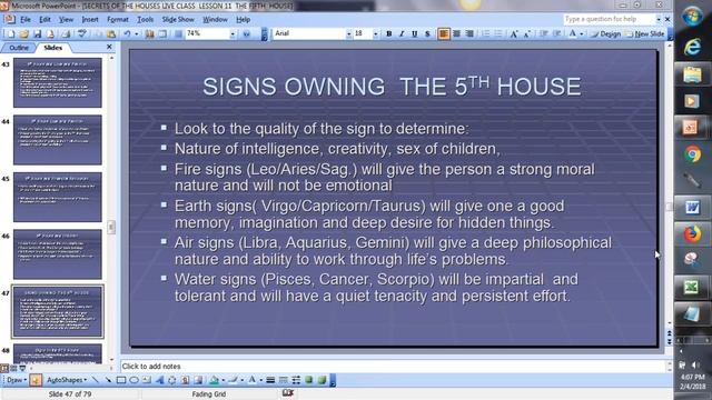 SECRETS OF THE HOUSES: CLASS 4 THE FIFTH HOUSE