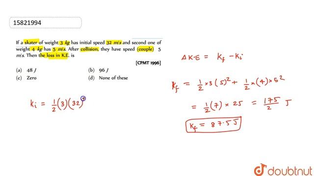 "If a skater of weight 3 kg has initial speed 32 m / s and second one of weight 4 смотреть онлайн