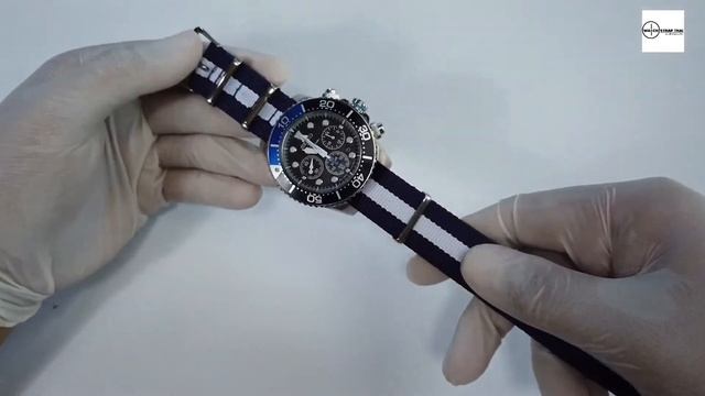 สายนาฬิกานาโต้ สายนาฬิกาผ้าไนลอน NATO Nylon Watch Strap 01 มีขนาด 20 , 22 mm (Blue-White-Blue) смотреть онлайн
