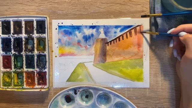 Как нарисовать Нижний Новгород карандашом и акварелью начинающим | Рисунок для детей смотреть онлайн