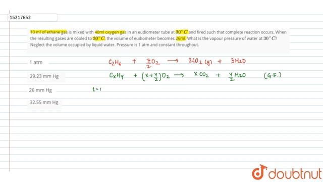 10 ml of ethane gas is mixed with 40ml oxygen gas in an eudiometer tube at `30^@C` смотреть онлайн
